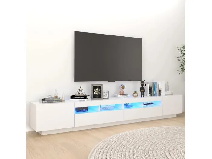 TV-Schrank mit LED-Leuchten Weiß 260x35x40cm