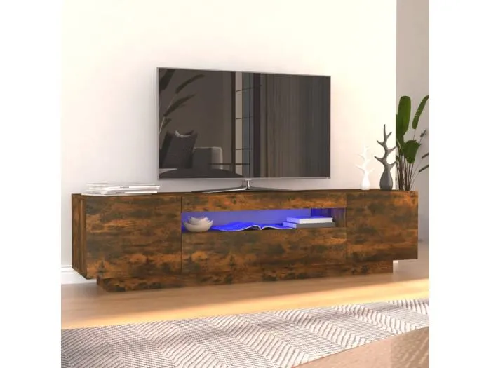 TV-Schrank mit LED-Leuchten Räuchereiche 160x35x40 cm