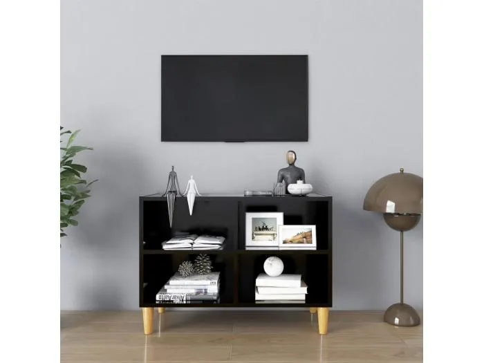 TV-Schrank mit Massivholz-Beinen Schwarz 69,5x30x50 cm