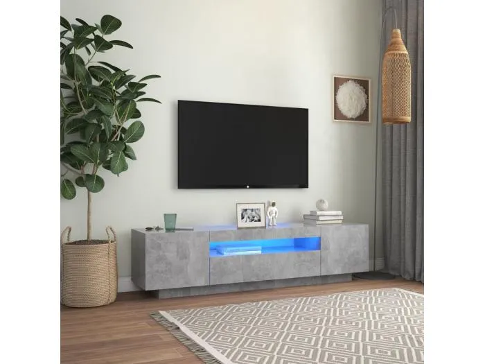 TV-Schrank mit LED-Beleuchtung Betongrau 160x35x40 cm