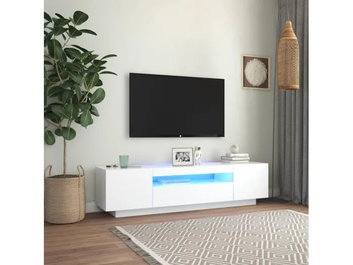 TV-Schrank mit LED-Leuchten Weiß 160x35x40 cm