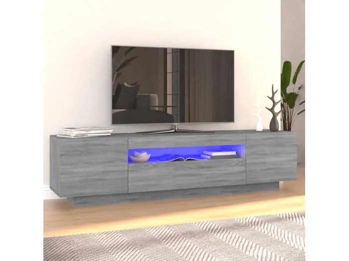 TV-Schrank mit LED-Leuchten Grau Sonoma 160x35x40 cm