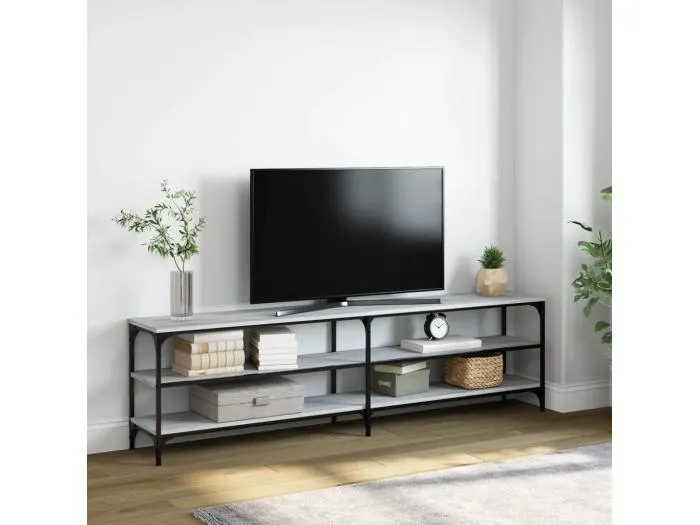 TV-Schrank Grau Sonoma 180x30x50 cm Holzwerkstoff und Metall