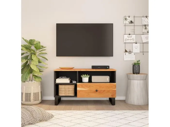 TV-Schrank 80x33x46 cm Massivholz Akazie und Holzwerkstoff