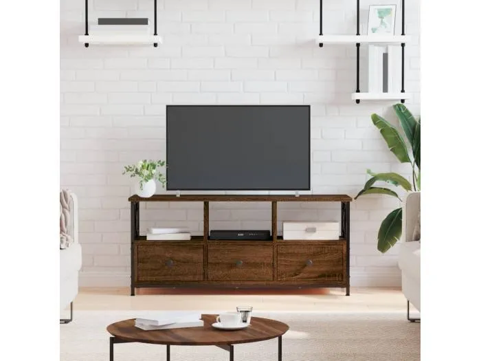 TV-Schrank Braun Eichen-Optik 102x33x45cm Holzwerkstoff & Eisen