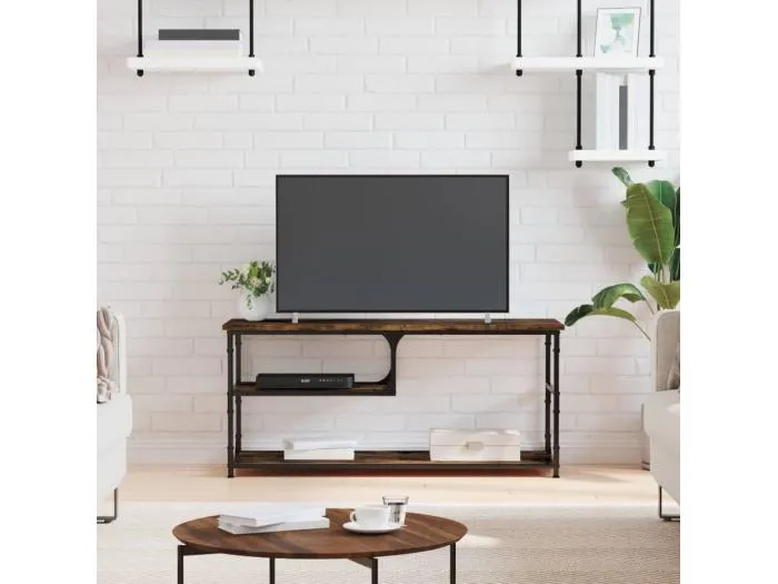 TV-Schrank Räuchereiche 103x38x46,5 cm Holzwerkstoff und Stahl