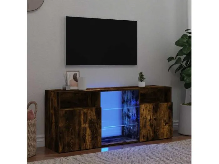 TV-Schrank mit LED-Leuchten Räuchereiche 120x30x50 cm