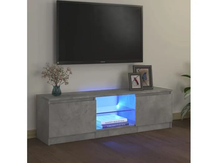 TV-Schrank mit LED-Leuchten Betongrau 120x30x36 cm