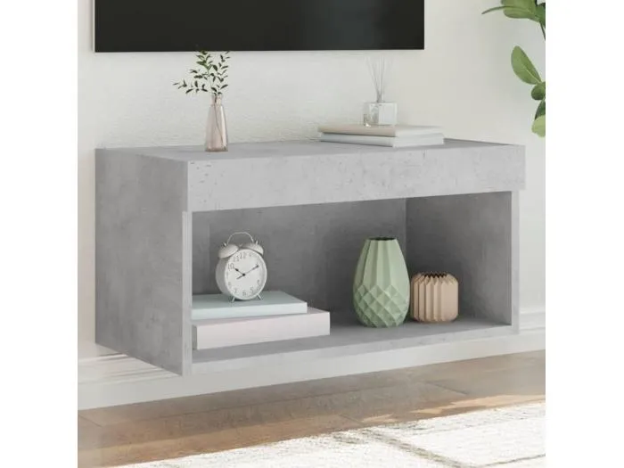 TV-Schrank mit LED-Leuchten Betongrau 60x30x30 cm