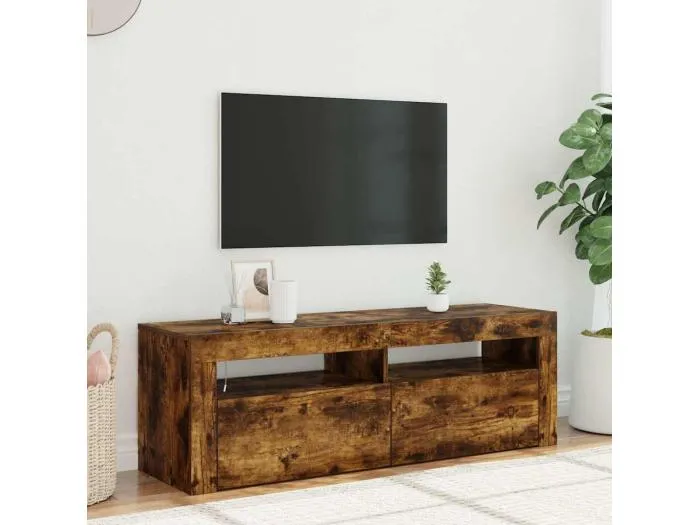 TV-Schrank mit LED-Leuchten Räuchereiche 120x35x40 cm