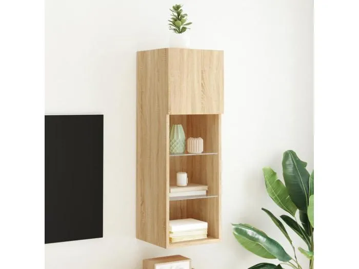 TV-Schrank mit LED-Leuchten Sonoma-Eiche 30,5x30x90 cm