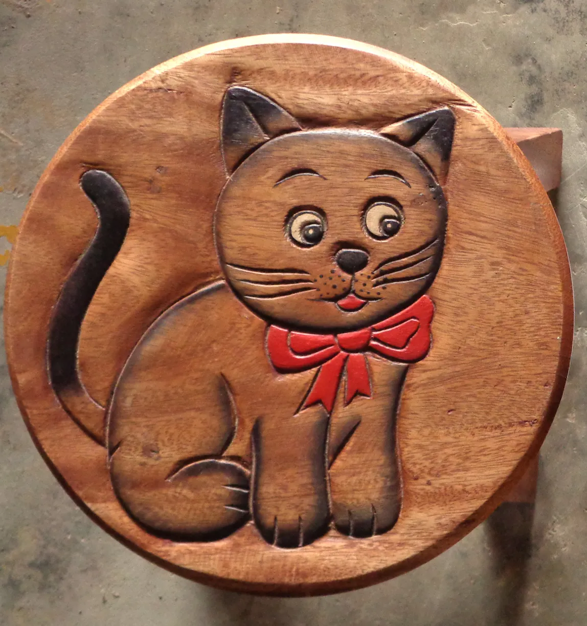 Hocker mit Katzenmotiv, T 25 cm, B 25 cm, H 25 cm