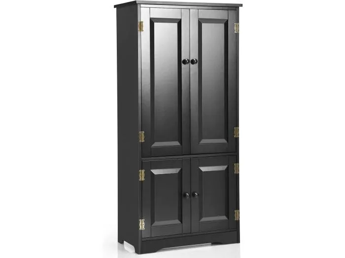 Mehrzweckschrank Vintage mit verstellbarem Regal Badschrank Flurschrank Garderobenschränke Kommode für Küche Wohn- & Schlafzimmer Schwarz VL32221