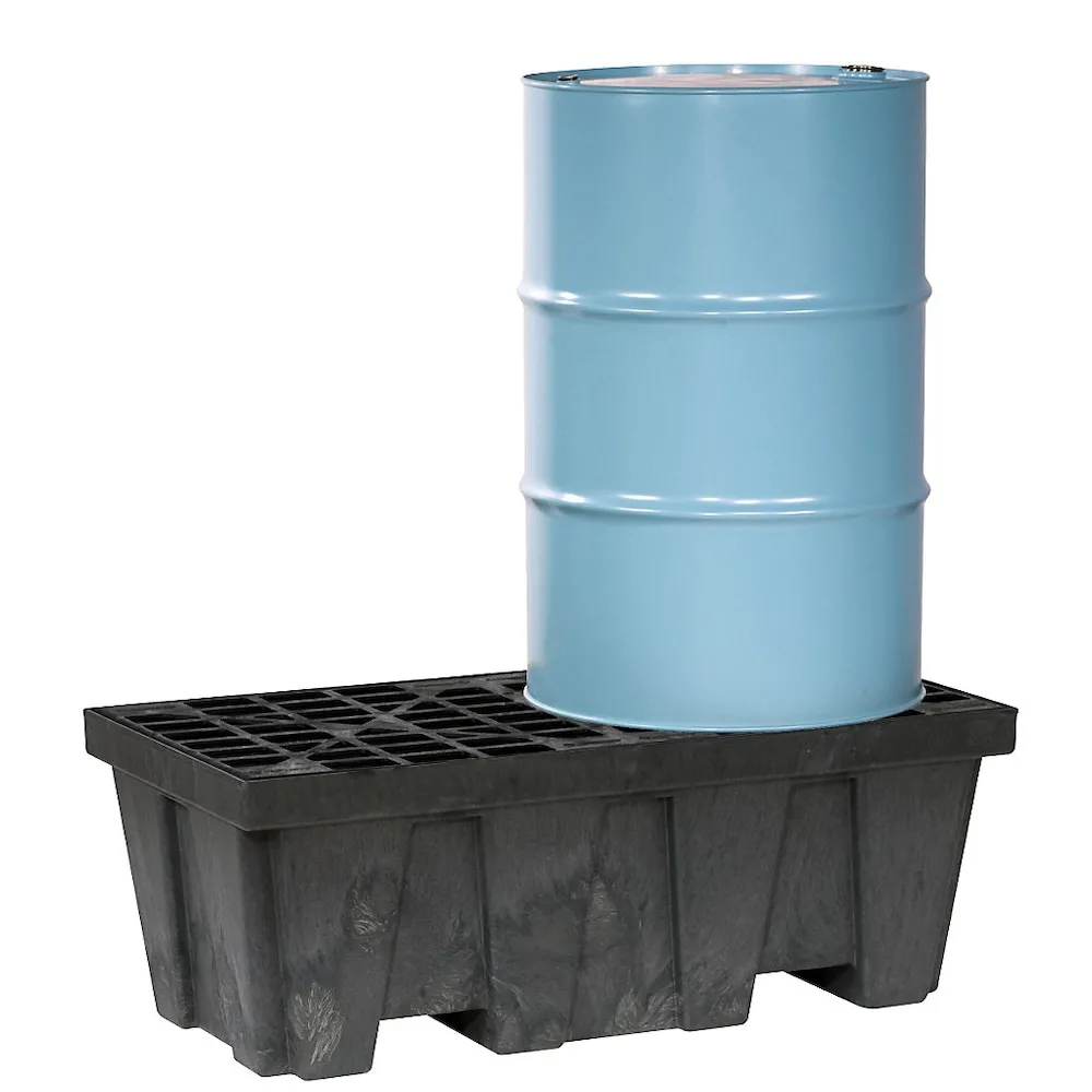 Justrite Auffangwanne Auffangpalette ohne Abfluss | BxL 124,5x63,5cm | 250 Liter | Schwarz