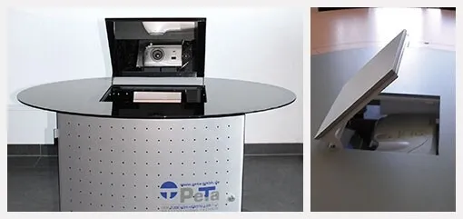 PeTa Motorisches Klapp-Spiegelsystem Tischversion inkl. MediaMobil-Schrank