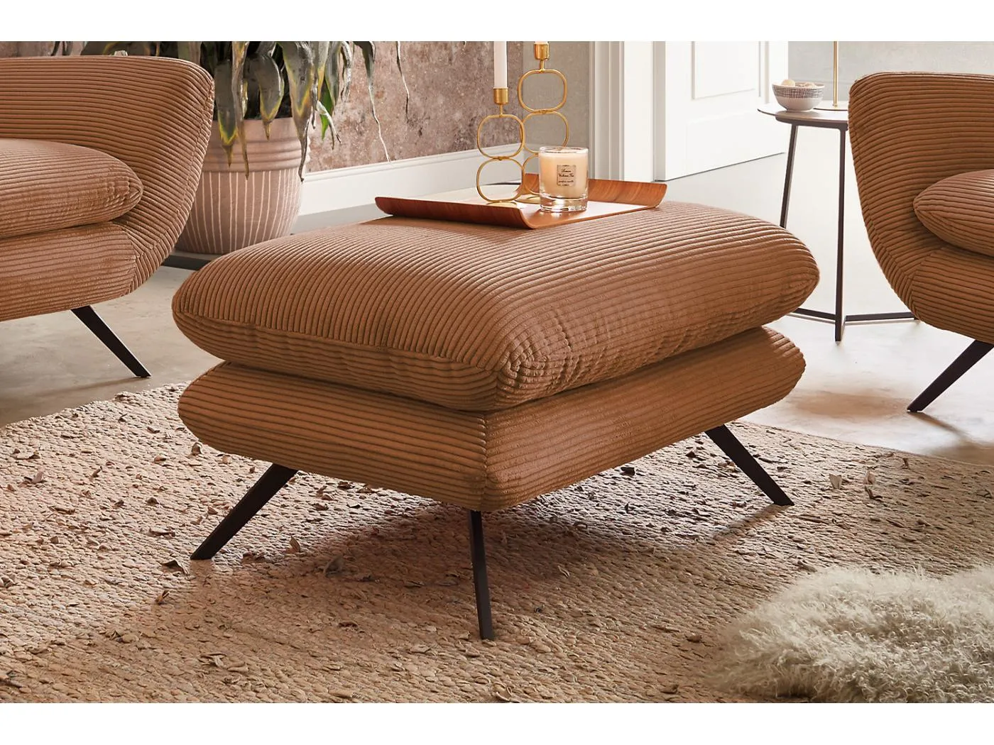 Hockerbank - Braun Cord - CHARME