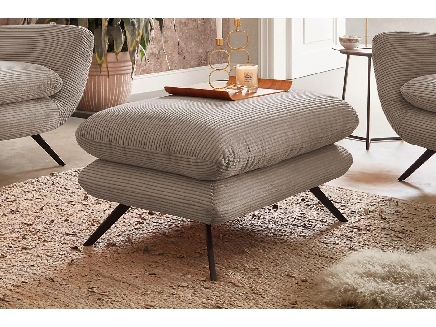 Hockerbank - Taupe Cord - CHARME