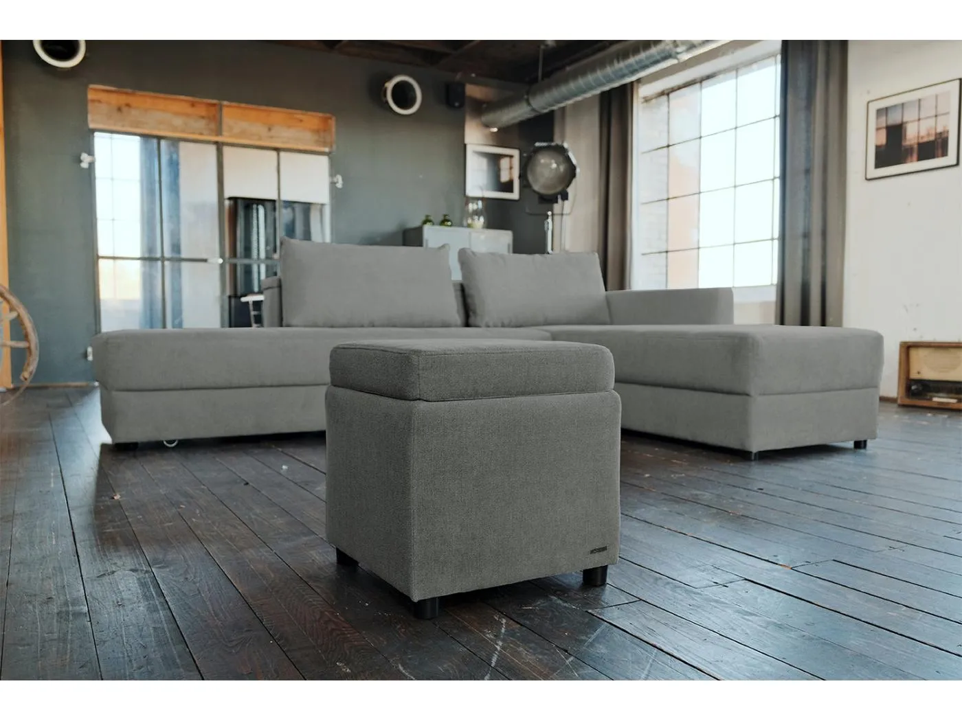 Hocker - Silber Webstoff - IDA