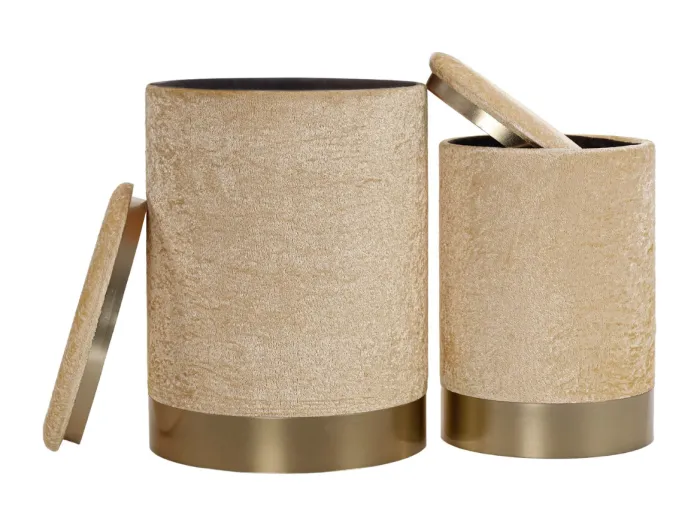 2er-Set Samt-Hocker mit Stauraum D35 cm – COMFORT