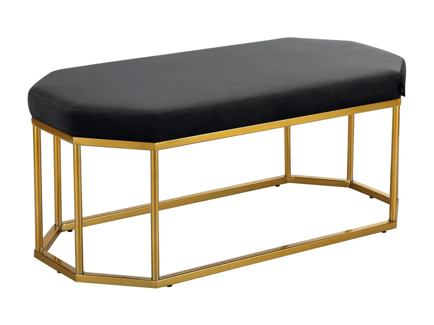 Kyra | Bank aus schwarzem Samt / goldener Rahmen