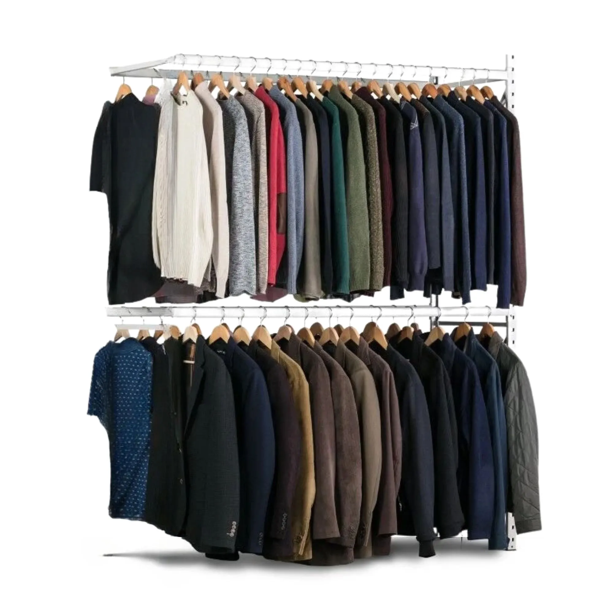 Garderobenregal MAXIMUS | Anbauregal | HxBxT 200x100x60cm | Fachlast 140kg | 2 Ebenen | Lichtgrau