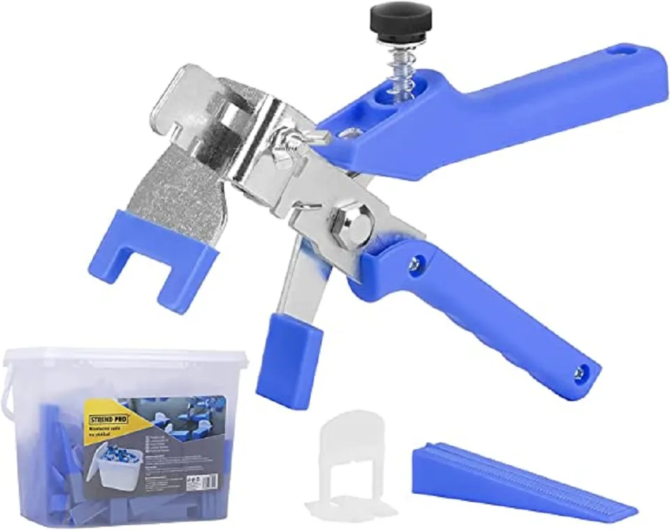 LVL Fliesen Nivelliersystem 1,5 mm inkl. Zange | Fliesen Zubehör | 100 Laschen | 100 Fliesen Keile | Für das einfache Verlegen von Fliesen | Fliesenleger Werkzeug | Fliesen, Fliesenkeile