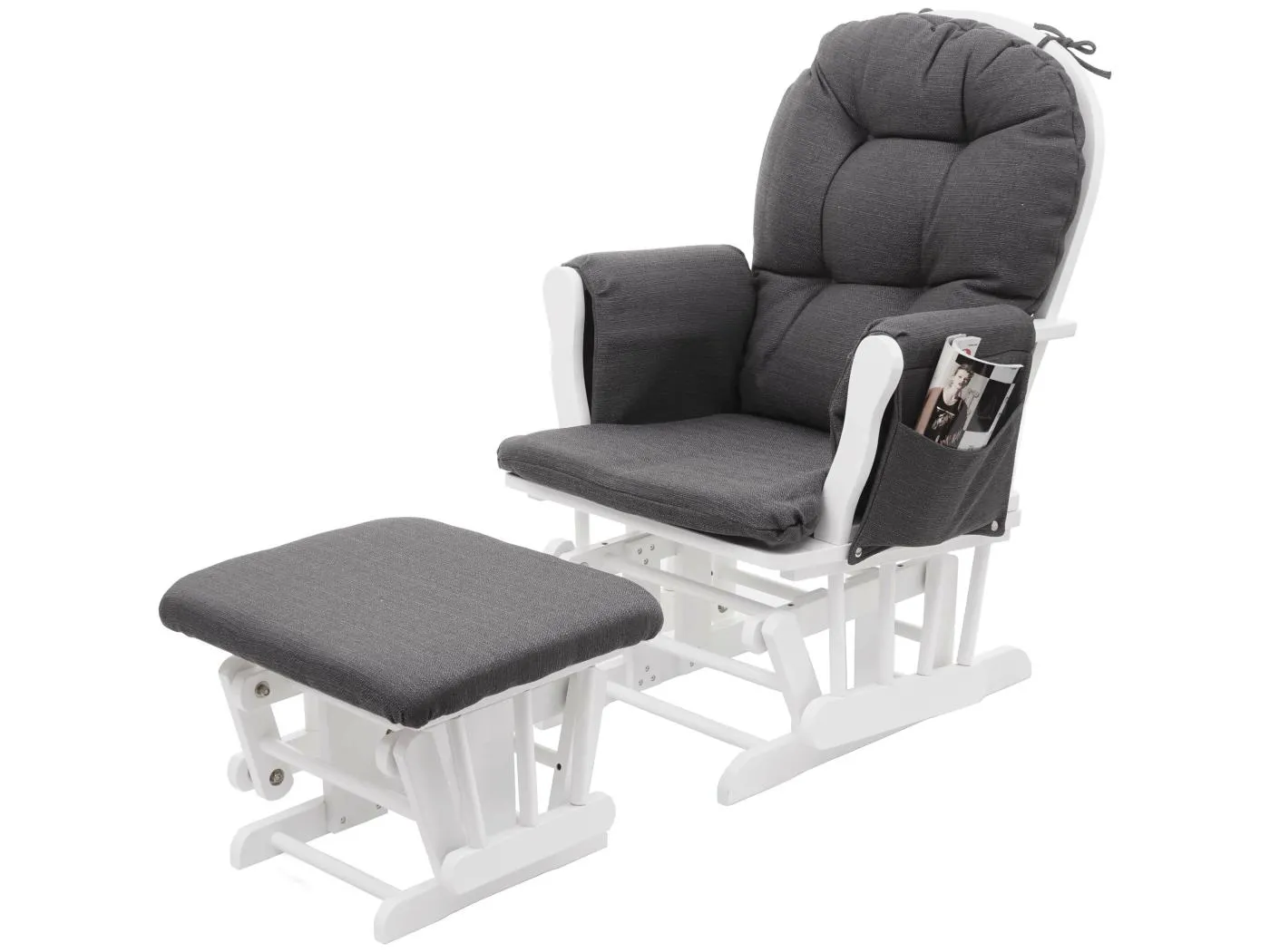 Relaxsessel MCW-C76 Schwingstuhl, Stoff/Textil, dunkelgrau, Gestell weiß