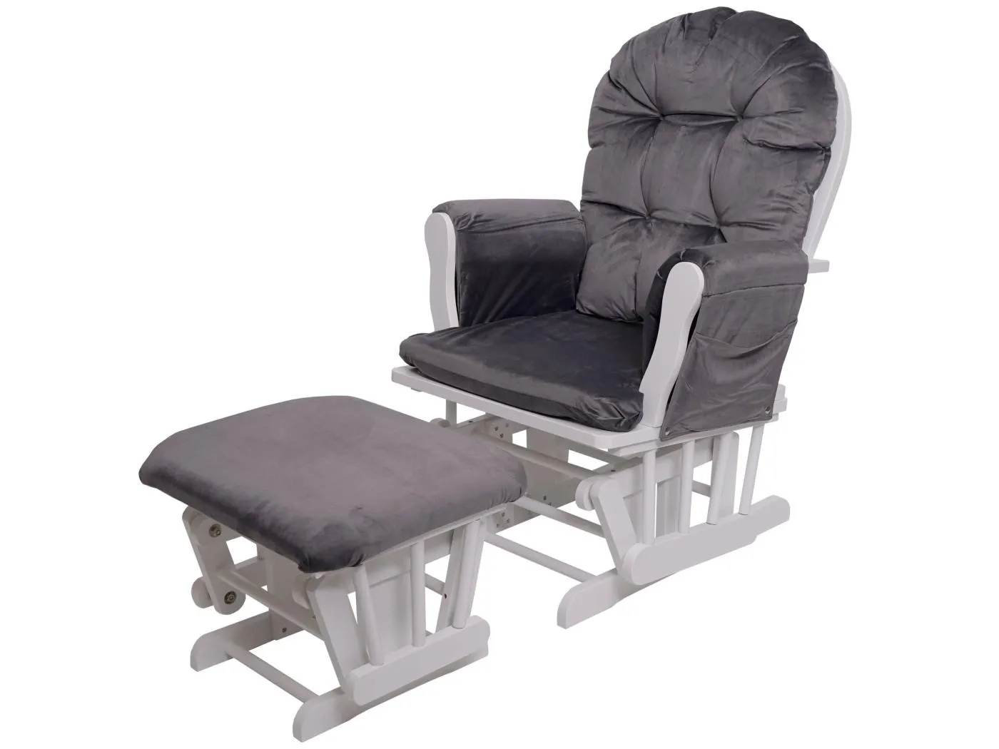 Relaxsessel MCW-C76 Schwingstuhl, Samt, grau, Gestell weiß