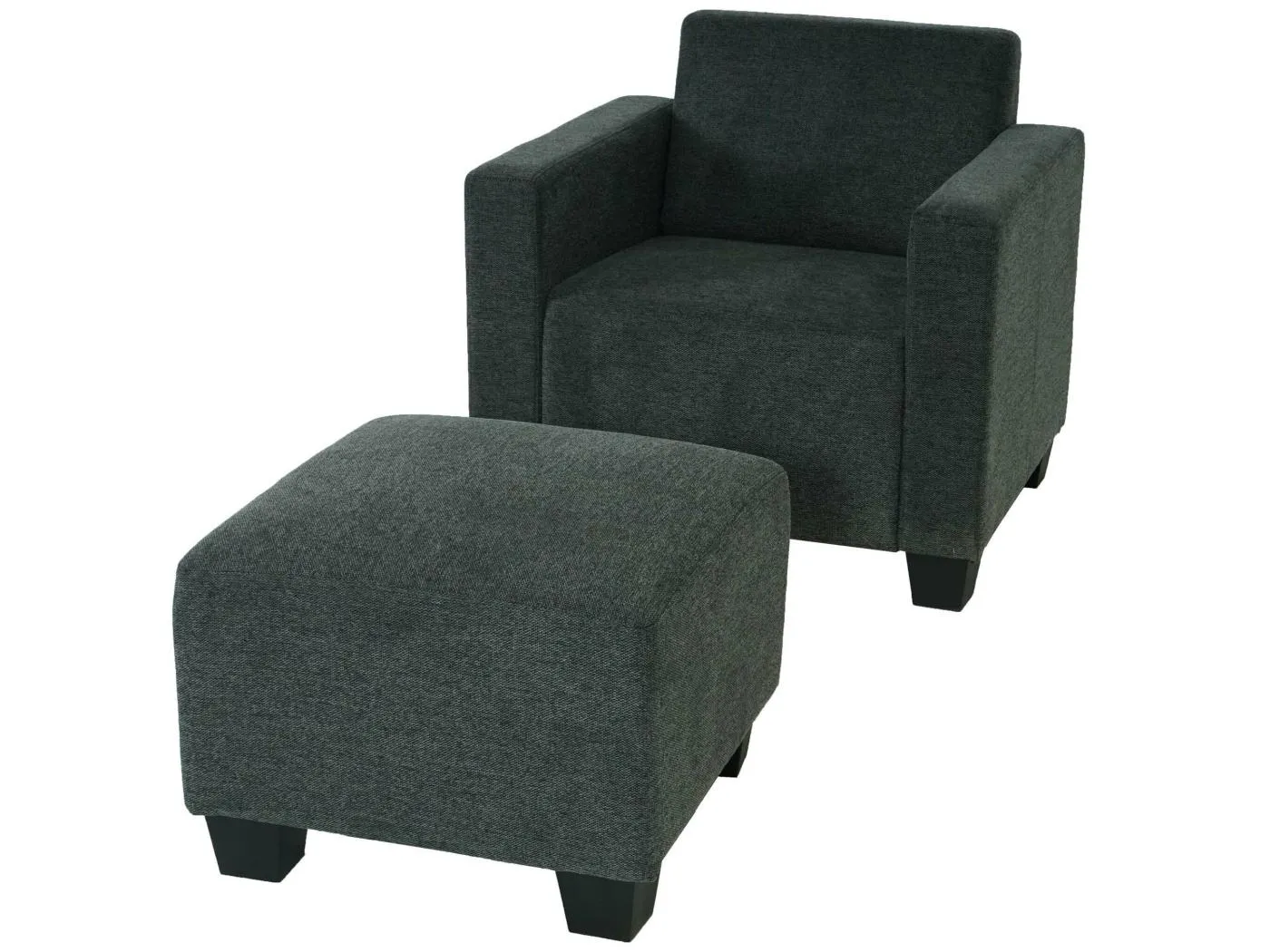 Sessel mit Ottomane Moncalieri, Anthrazit-grau