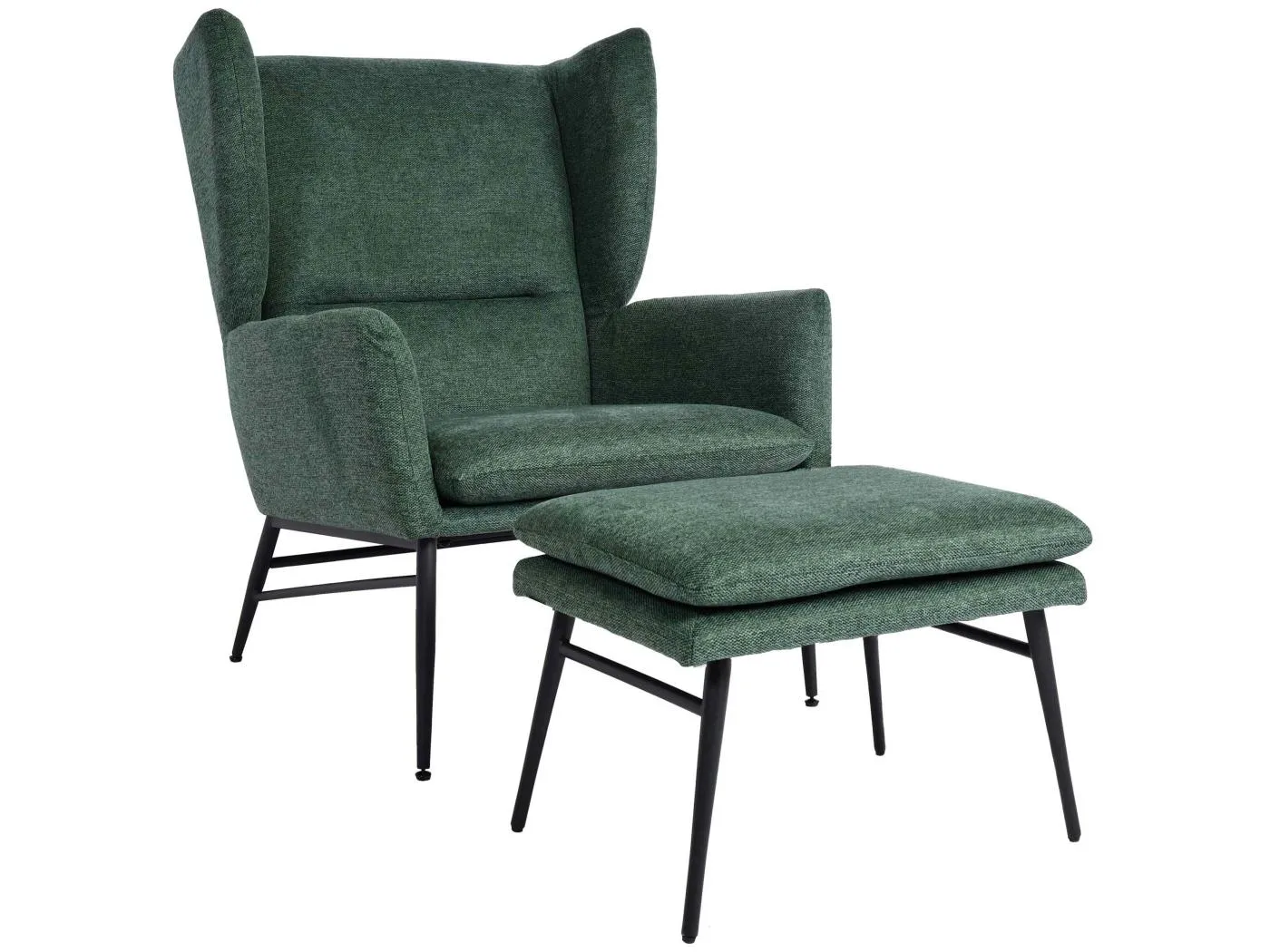 Lounge-Sessel mit Ottomane MCW-L62, Grün
