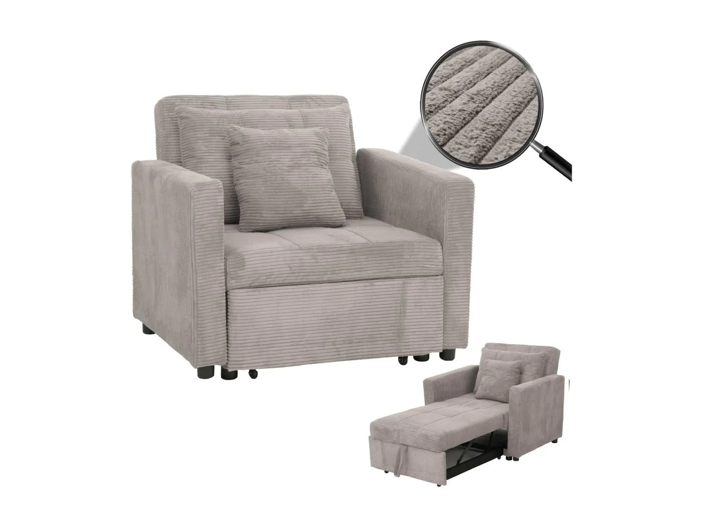 Schlafsessel MCW-L90, Hellgrau