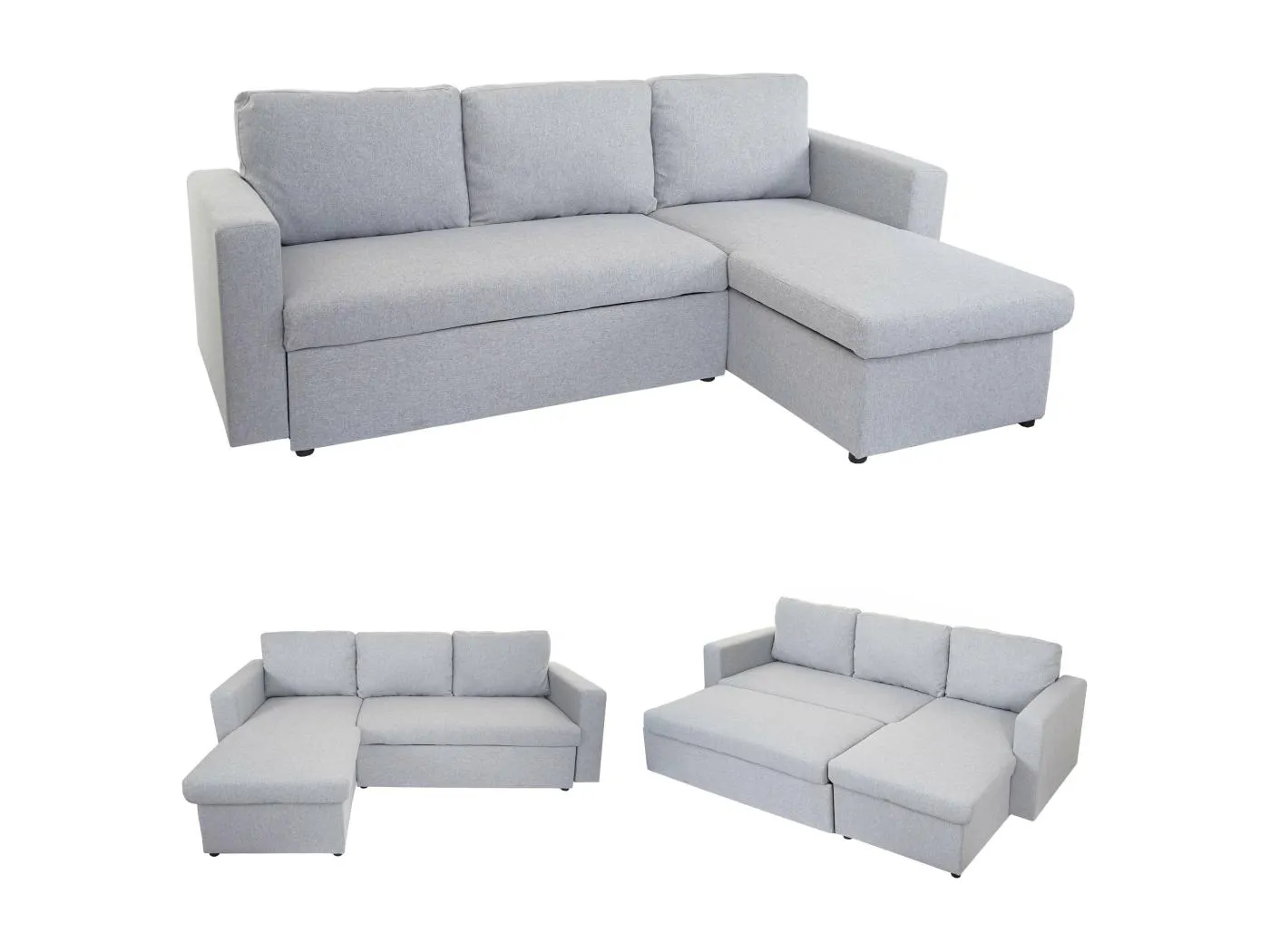 Schlafsofa MCW-D92, Hellgrau, ohne Deko-Kissen