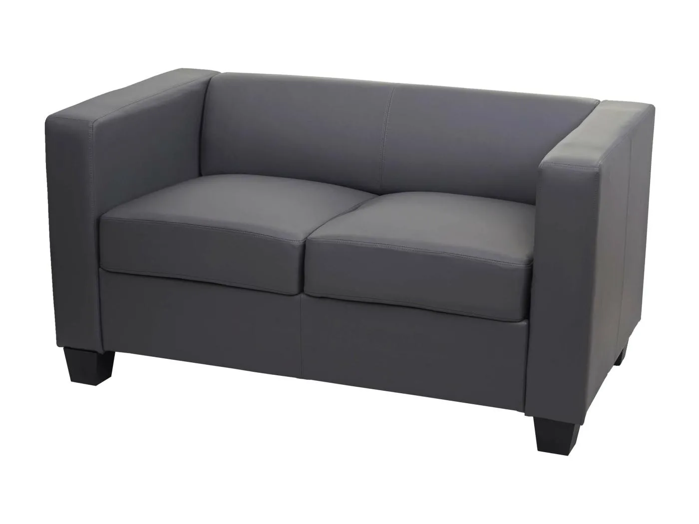 2er Sofa Lille, Kunstleder, dunkelgrau