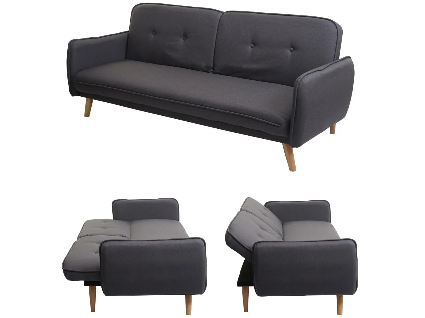 Schlafsofa MCW-J18, Anthrazit-grau