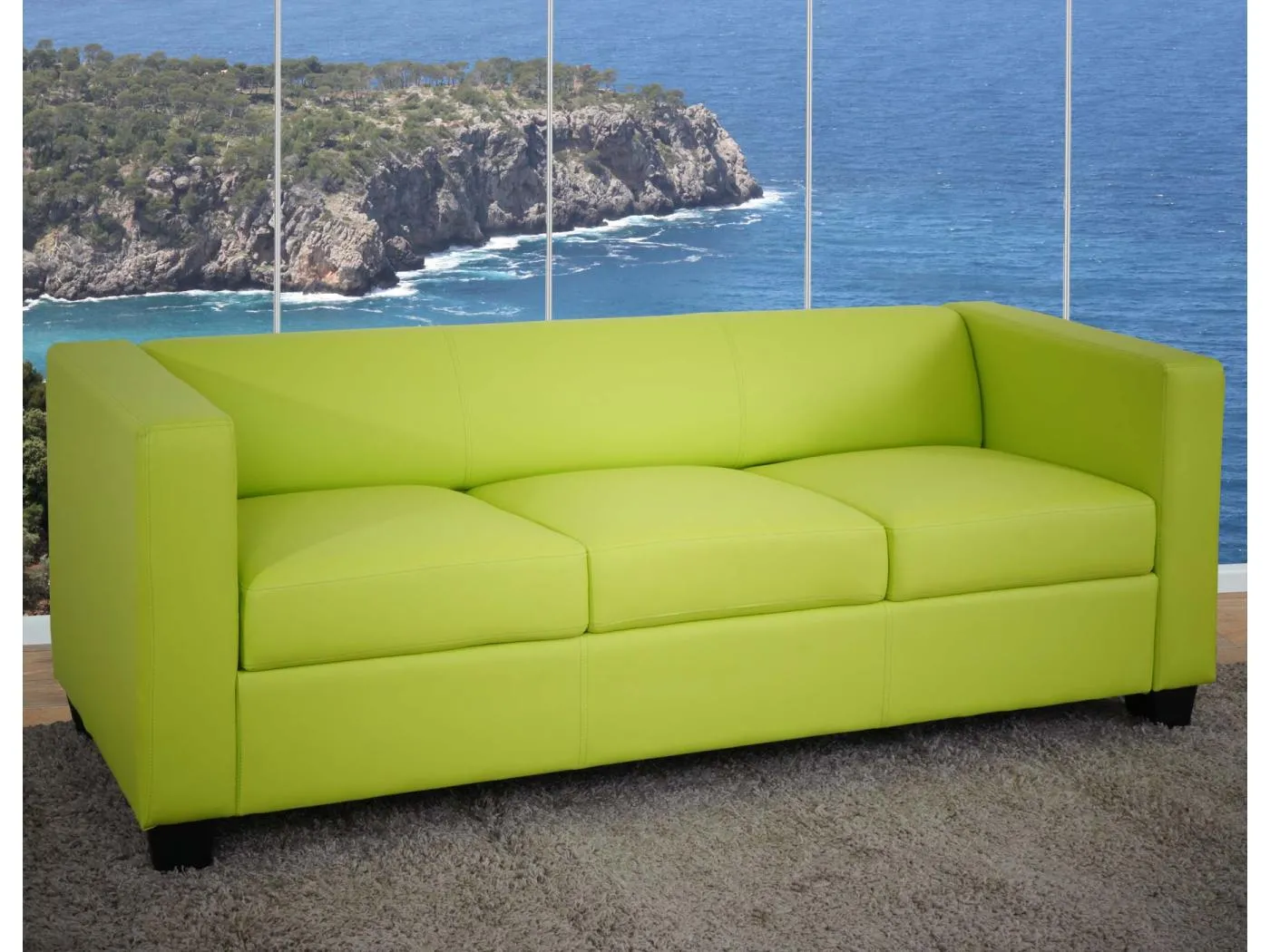 3er Sofa Lille, Kunstleder, hellgrün