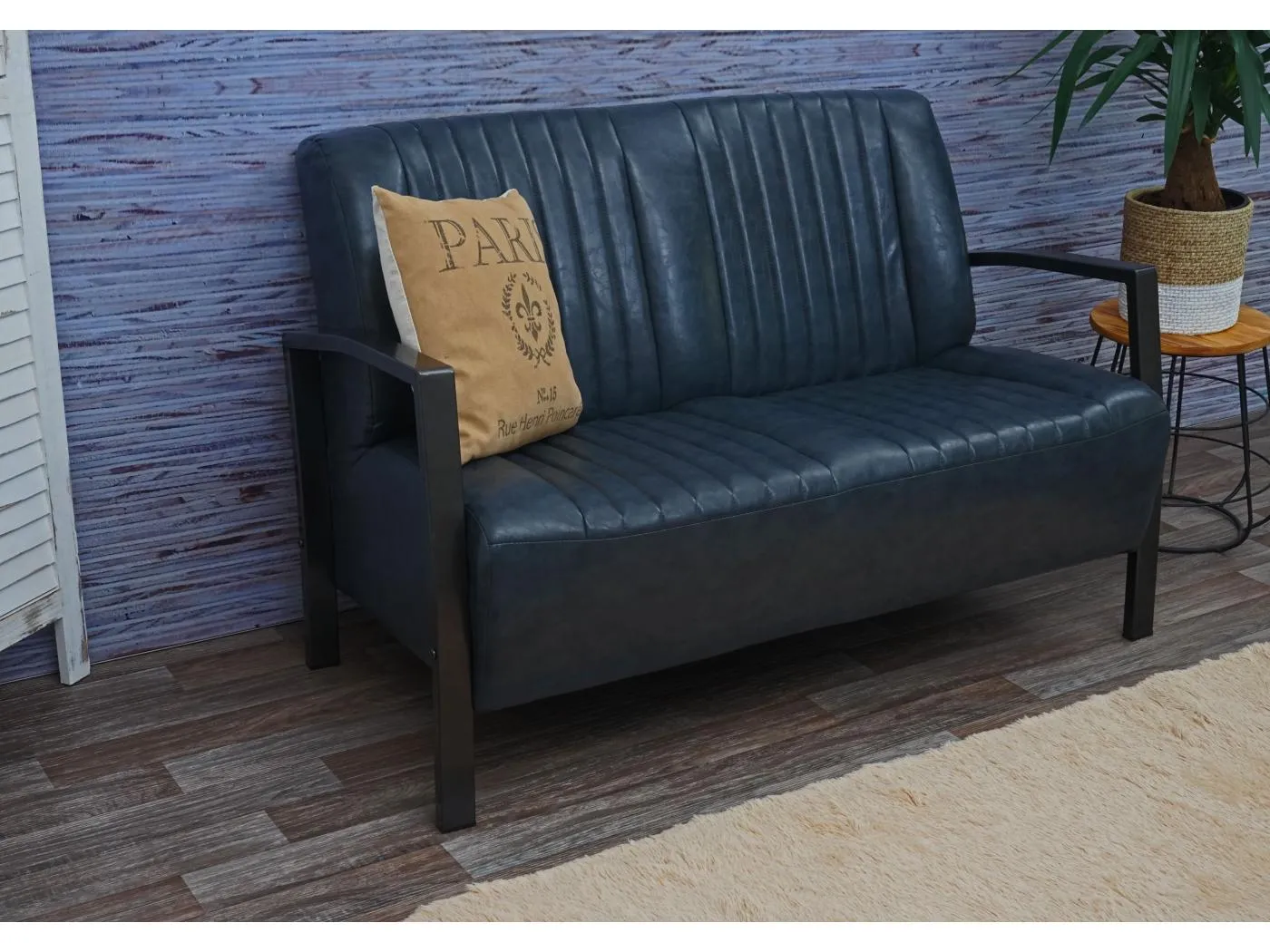 2er Sofa MCW-H10, Vintage grau