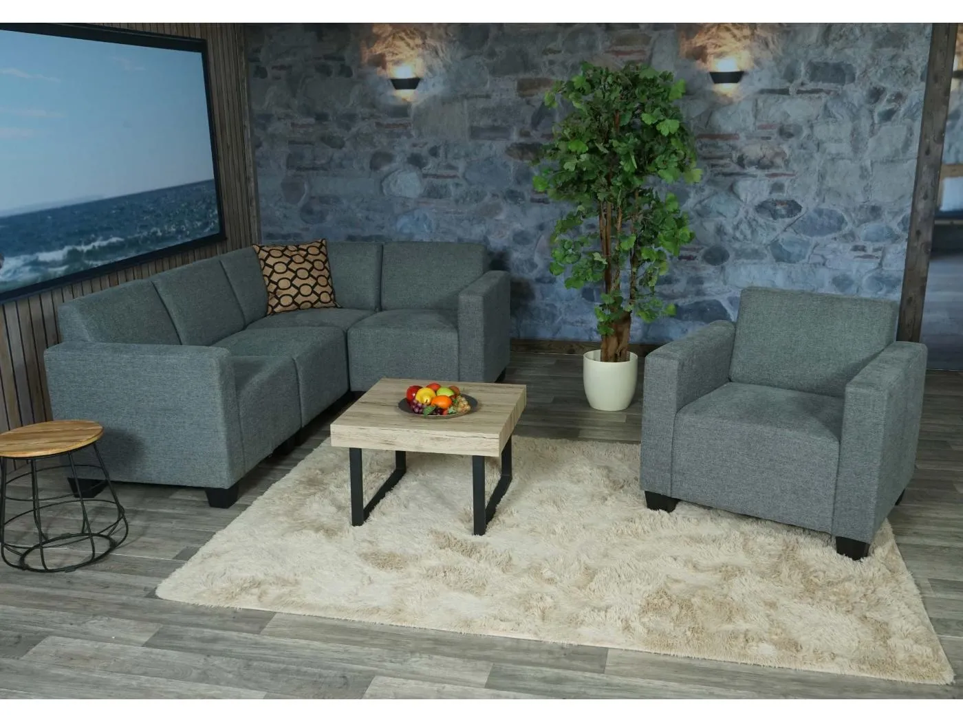 Sofa-System Moncalieri (5-teilig), Grau