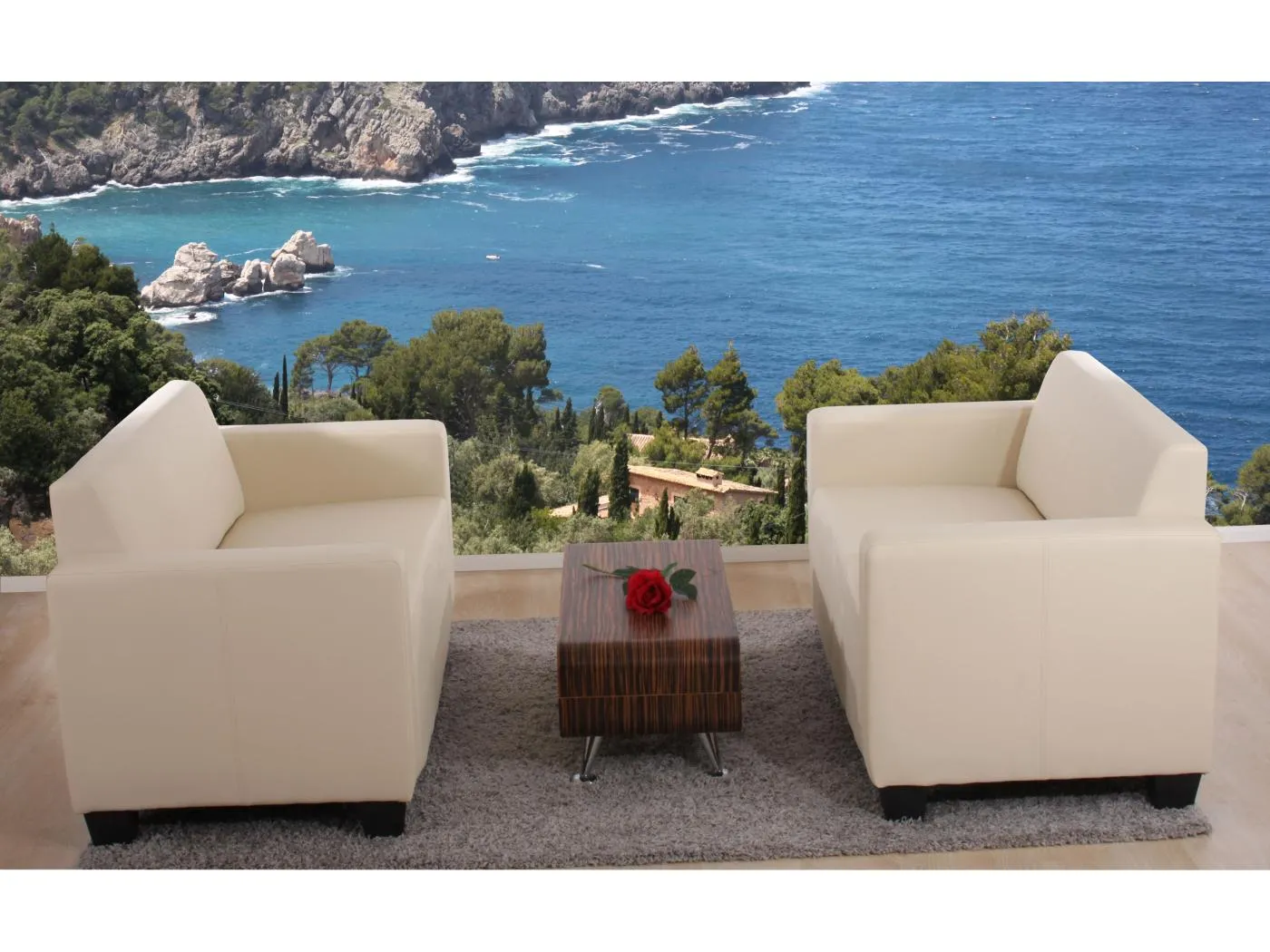 Sofa-Garnitur Moncalieri (2er-Set), Creme