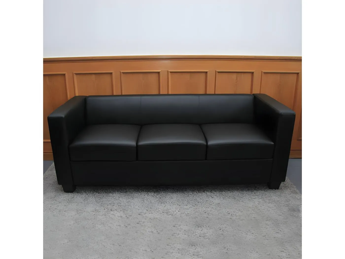 3er Sofa Lille, Kunstleder, schwarz