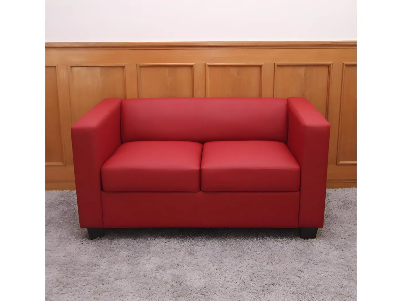 2er Sofa Lille, Kunstleder, rot