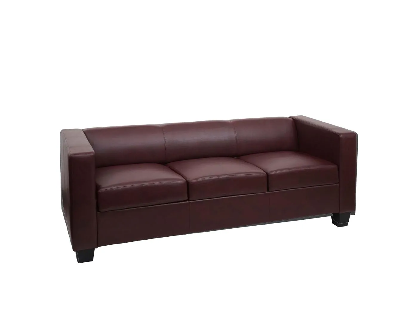 3er Sofa Lille, Kunstleder, rot-braun