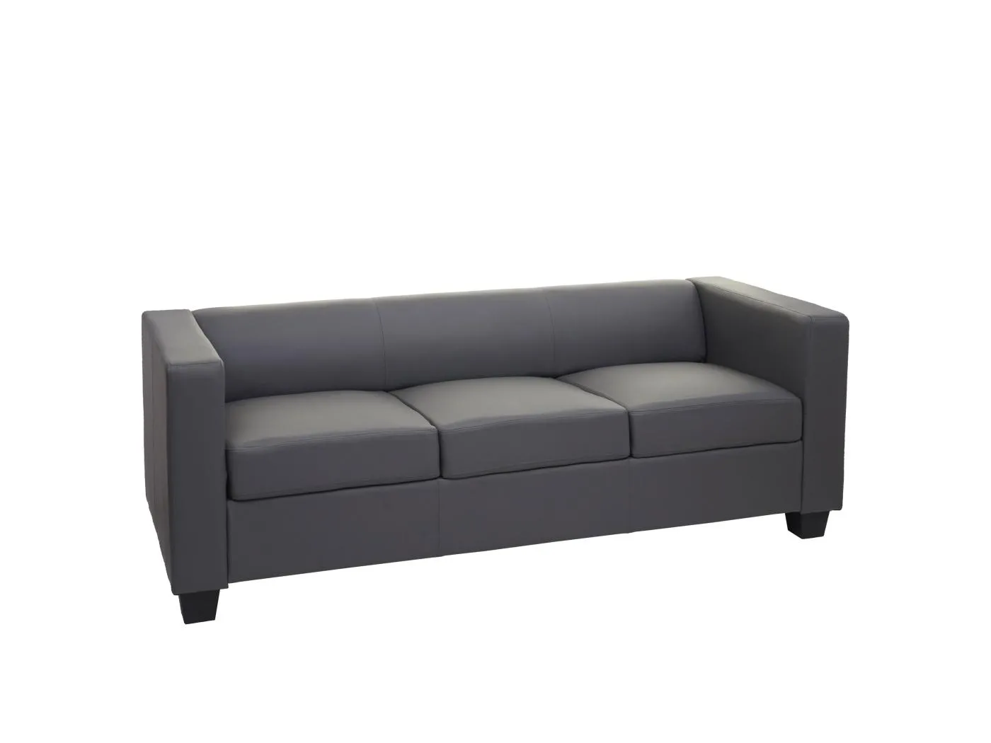 3er Sofa Lille, Kunstleder, dunkelgrau