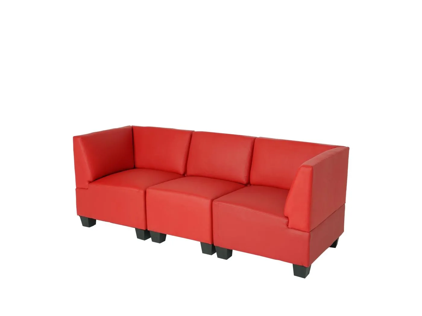 Modular 3-Sitzer Sofa Moncalieri, Rot, hohe Armlehnen
