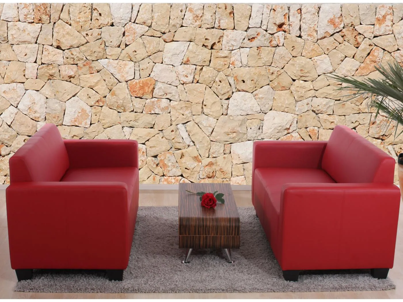 Sofa-Garnitur Moncalieri (2er-Set), Rot