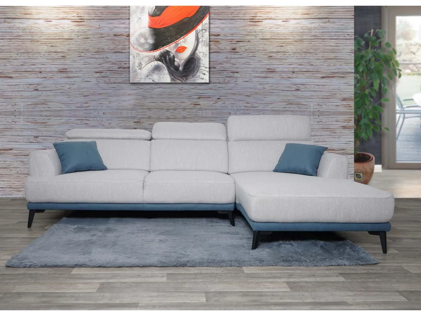 Sofa MCW-G44 L-Form, Rechts, hellgrau