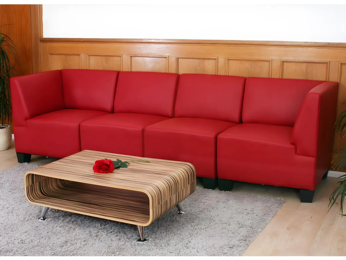 Modular 4-Sitzer Moncalieri, Rot, hohe Armlehnen