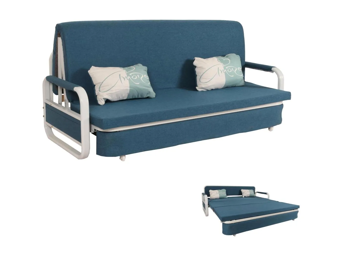 Schlafsofa MCW-M83, Stoff/Textil dunkelblau