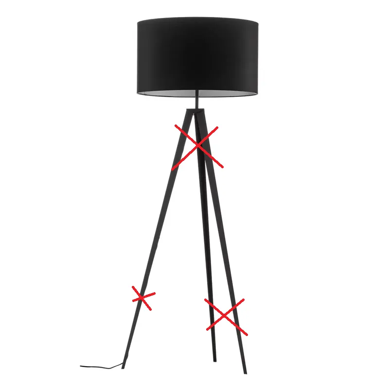 Stehleuchte Tago, Dreibein Schirm Schwarz/Silber Stehlampe Lampe Siehe Text/Foto B-Ware