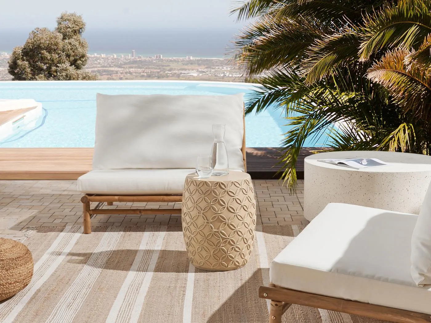 Beistelltisch Beton und Glasfaser beige rund ⌀ 33 cm Struktur modern Zogno