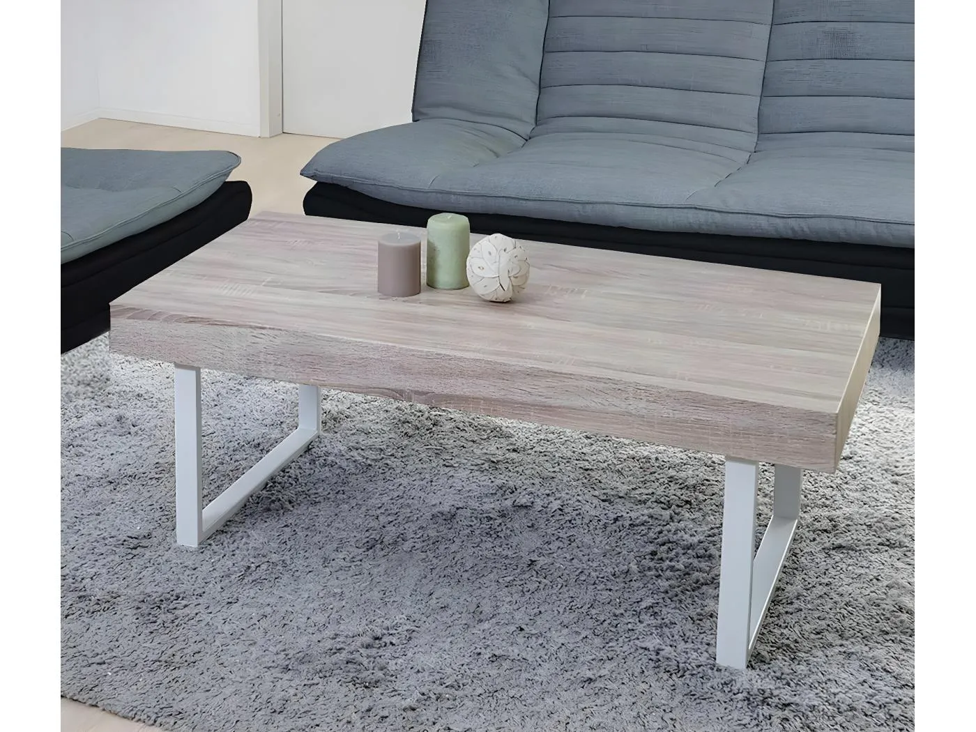 Couchtisch Genk  T576, Eiche, helle Metall-Füße